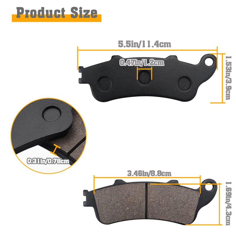 Yerbay VTX1800 Front and rear Brake Pads Compatible for honda VTX1800 All models 2002-2013 / GL1800 Goldwing All models 2001-2016/ CBR1100XX Blackbird 1997-2003 - Image 3